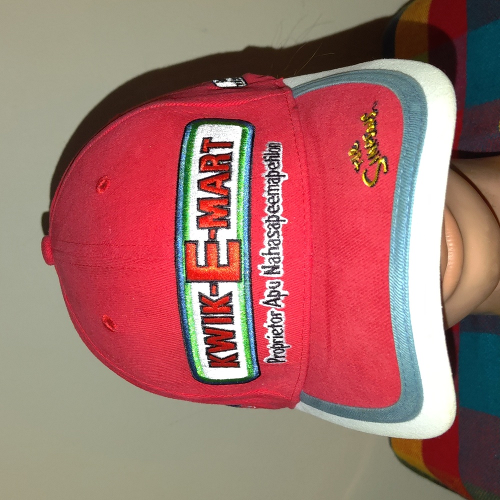 Vtg KWIK-E-MART The Simpsons APU Nahasapermapetilon Embroidered Fitted Cap Hat
